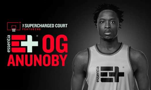 OG Anunoby wearing an Essentia Water jersey