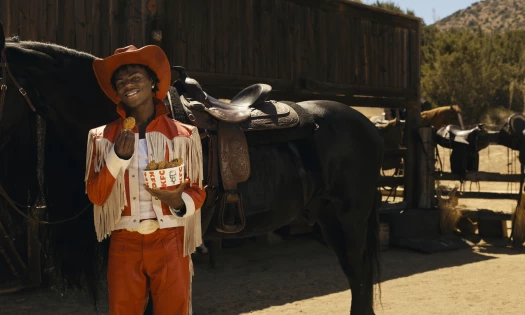 iShowSpeed eating KFC in cowboy attire