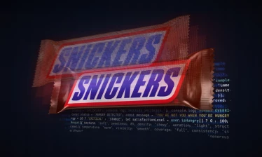 A digital Snicker bar with code behind it