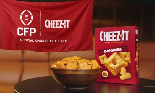 Cheez-It crackers with a flag announcing its partnership with the CFP