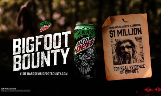 A poster of the Big Foot Bounty sweepstakes of Hard Mountain Dew