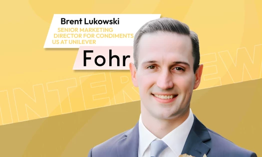 Portrait of Brent Lukowski, Senior Marketing Director for Condiments US at Unilever, in a DesignRush interview graphic.