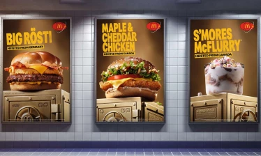 OOH placements of Big Rosti, the Maple & Cheddar Chicken, and the S'mores McFlurry.