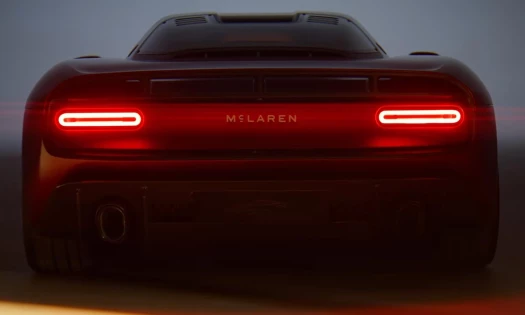 Rearview of a McLaren depicting the brand's new wordmark.