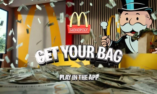 The new McDonald's x Monopoly Get Your Bag banner