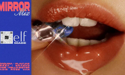 A woman biting into candy