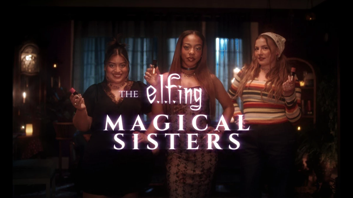 The three "e.l.f.ing Magical Sisters" holding up their e.l.f. products