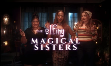 The three "e.l.f.ing Magical Sisters" holding up their e.l.f. products