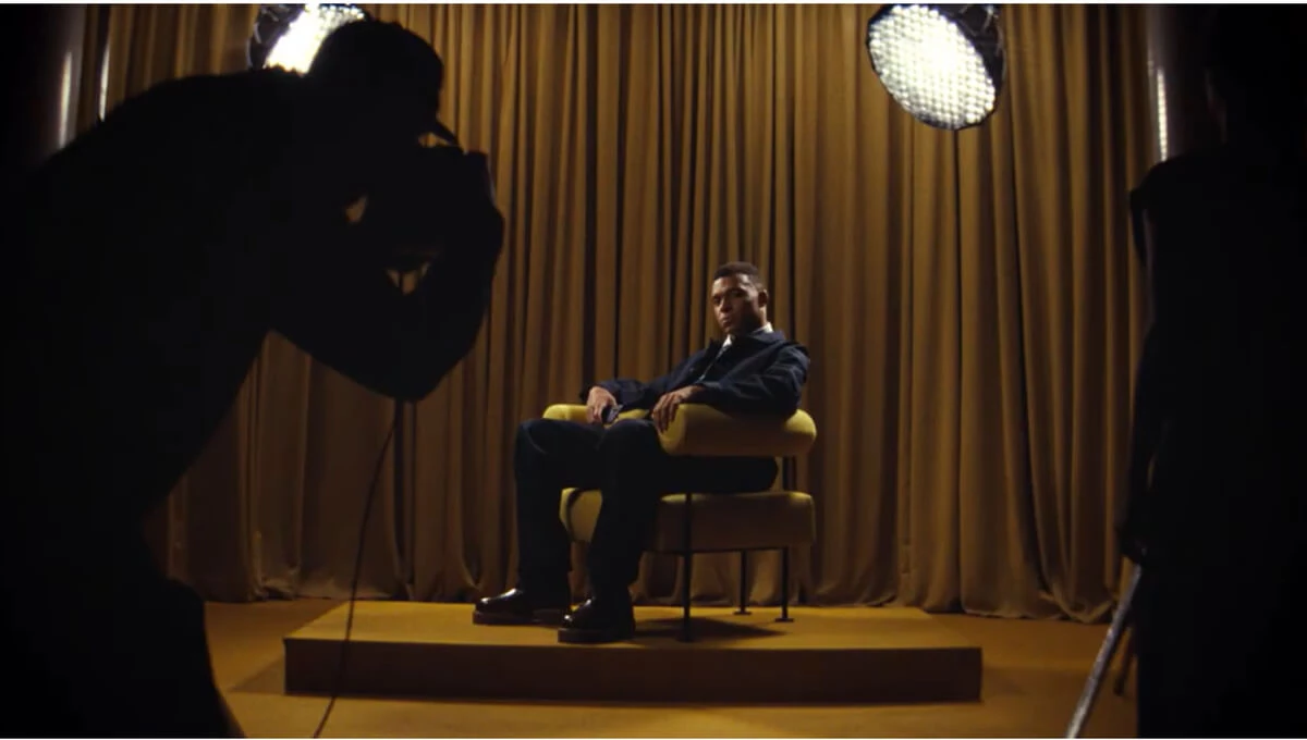 Kylian Mbappé posing for a shoot