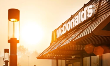 A McDonald's restaurant at night
