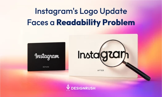Before and after images of the Instagram logo with the title: Instagram's Logo Update Faces a Readability Problem.