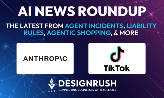 AI News Roundup featuring Anthropic, and TikTok logos on a purple background.