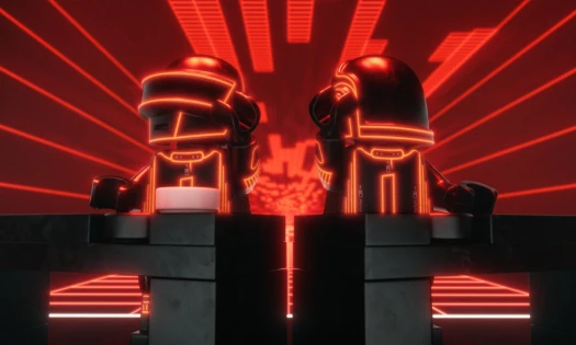 LEGO minifigures of Thomas Bangalter and Guy-Manuel de Homem-Christo, better known as Daft Punk.
