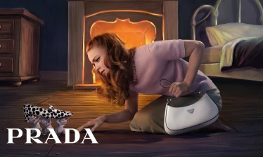 Sadie Sink talking to three animated mice handing her a spotted shoe