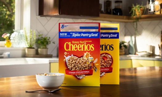 Cheerios and Honey Nut Cheerios PantrySeal varieties alongside a bowl of Cheerios.
