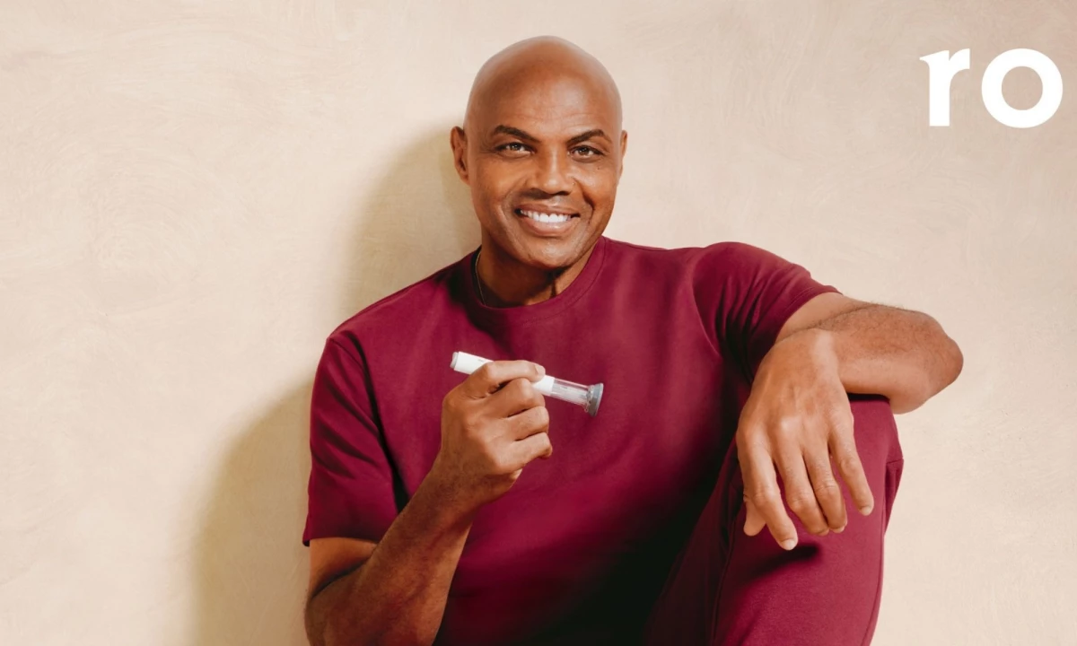 Charles Barkley holding a GLP-1 option from Ro.