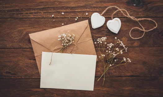 Wedding Invitation Design Rustic Baby's Breath Hearts