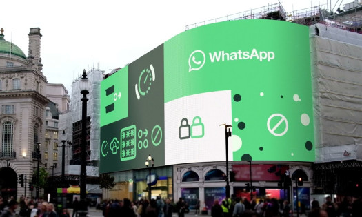 Picadilly Lights billboard displaying WhatsApp ads