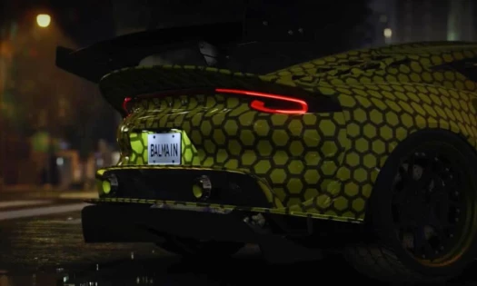 A screenshot of Balmain-themed sports car featured in the upcoming need for Speed Unbound video game