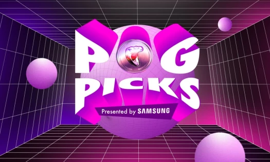 Pog Picks logo on pink cubed background