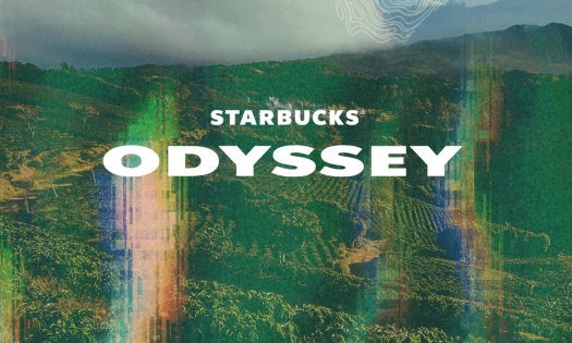 White Starbucks Odyssey typography