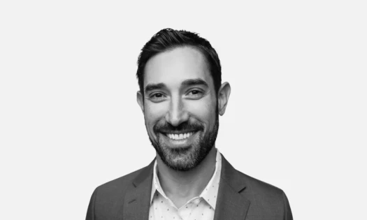 Black and white portrait of Corey O'Brien