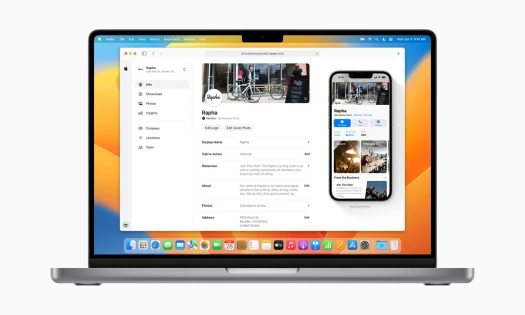 Preview of Apple's Business Connect on laptop screen