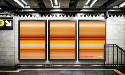 Poster for McDonald's and Doordash "Faster Food" campaign in subway