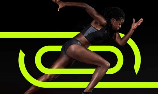 Campaign image of athlete running for Women's Sports Network
