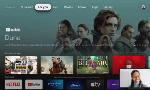 Google TV screen preview
