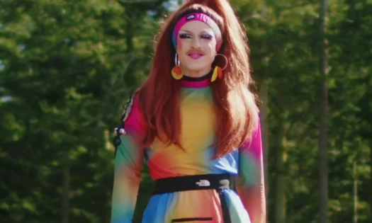 Drag queen Pattie Gonia in The North Face Pride apparel collection