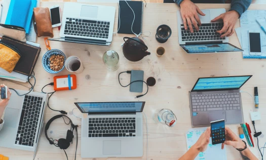 laptops on a desk