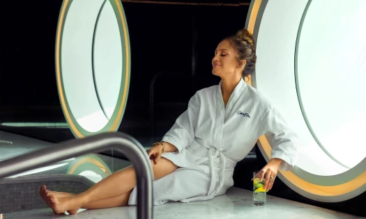 Jennifer Lopez in spa for Virgin Voyages "Jen AI" campaign