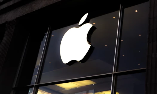 Apple logo on a window