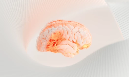 Image of a pink brain showcasing the emergence of AI