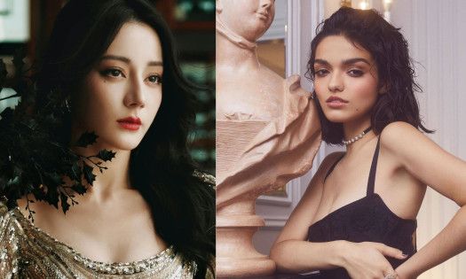 Side-by-side photographs of Rachel Zegler and Dilraba Dilmurat