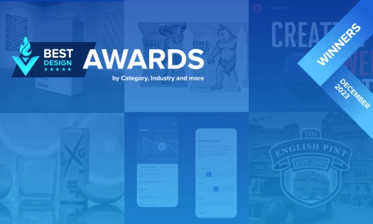 Image of DesignRush's December 2023 best design awards winners in a collage