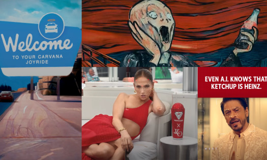 Collage of the five best AI-generated ads of 2023