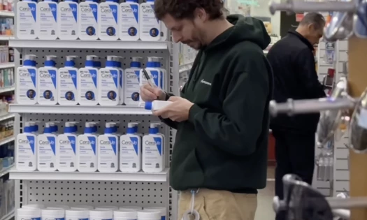 Michael Cera Signing a CeraVe Bottle