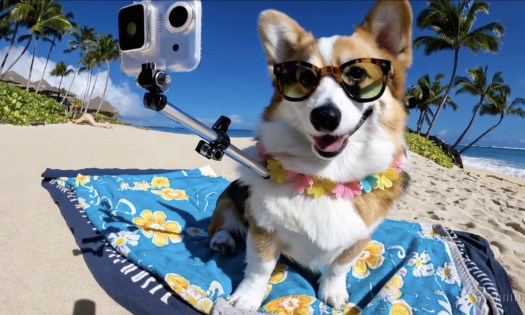 AI-Generated Video of a Dog at the Beach