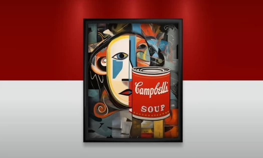 Campbell's Soup Can in Cubism Style AI-Generated Painting