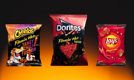 Images of Pepsico's Flamin' Hot range chips