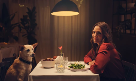 Drew Barrymore and Doulas in 'Ring Pet Portaits' Campaign