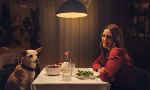 Drew Barrymore and Doulas in 'Ring Pet Portaits' Campaign