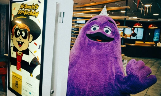 Grimace with a birthday hat