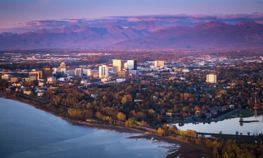 An aerial view of Anchorage, Alaska