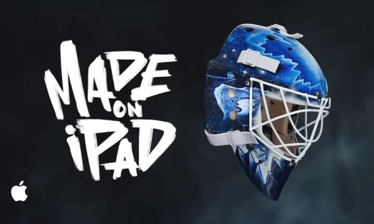 'Made on iPad' with a Blue Goalie Mask