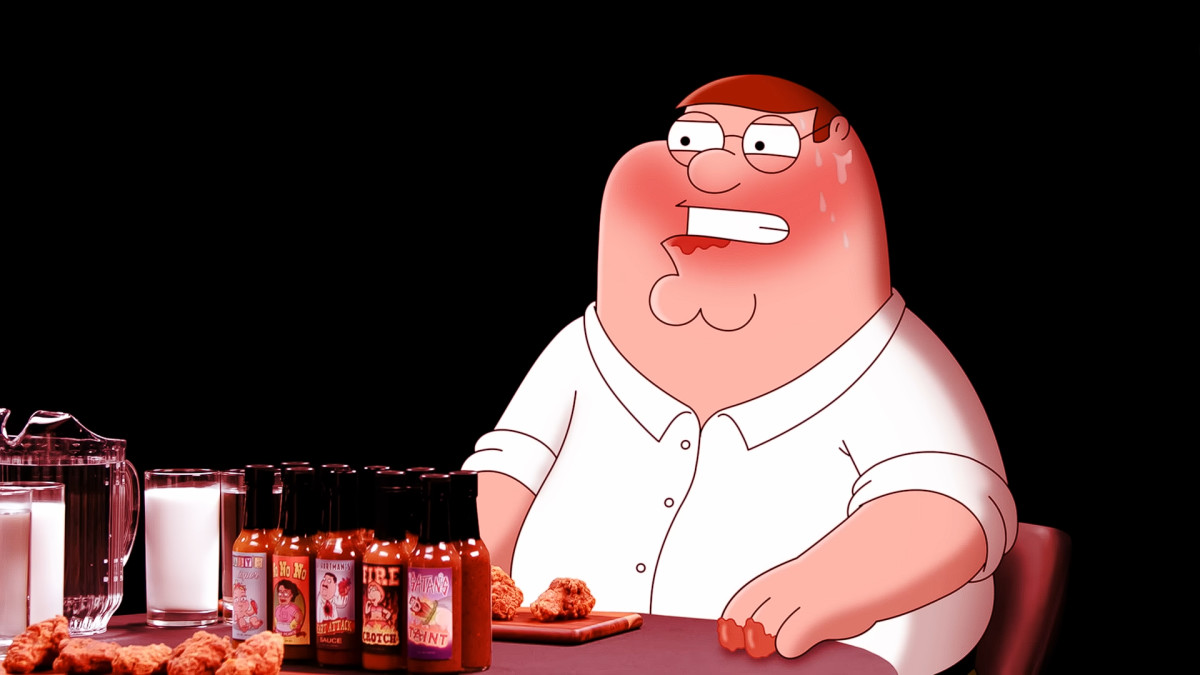 Family Guy's Peter Griffin Celebrates the Cartoon's 25th Anniversary on 'Hot Ones'