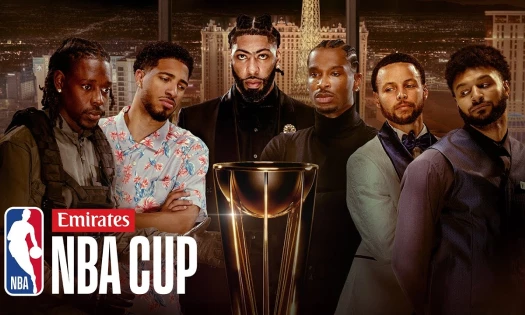Six basketball players pose for NBA's 'The Heist II'