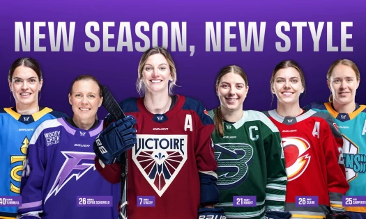 PWHL players wearing their new jerseys
